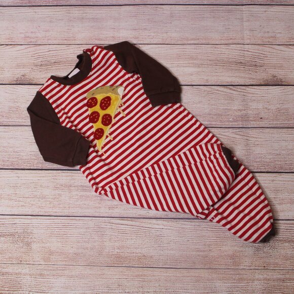 Ricrac & Ruffles Red White Striped Pizza Romper - Picture 1 of 6